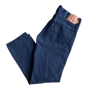 Levis 501 Red Tab Denim Jeans 38 x 31 Black Faded Dark Wash Button Fly Straight